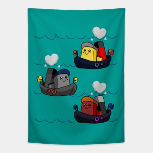 Cute Tugboat Trio Tapestry