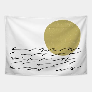 Abstract sunset sunrise gold black Tapestry