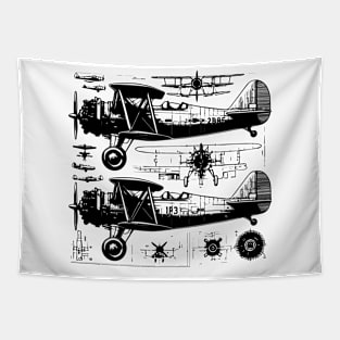 plane blueprint Tapestry