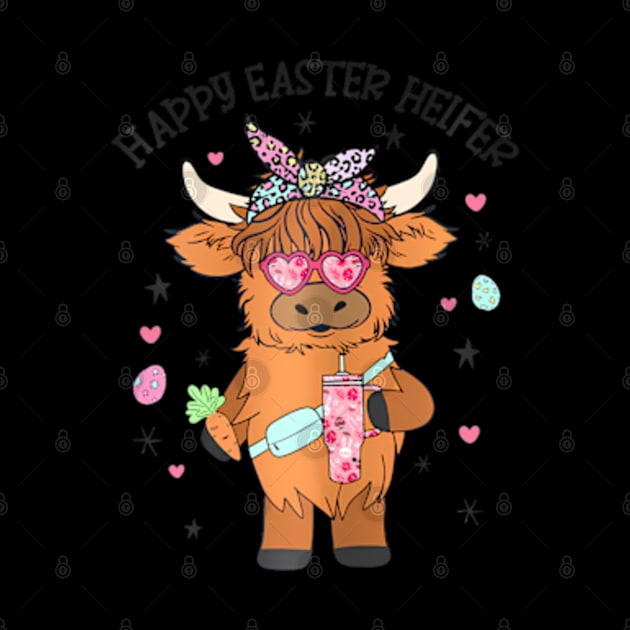 Easter Heifer Highland Cow Farm Easter Day Bunny by ZOLOTEE