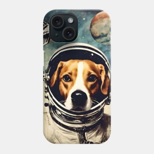 Astronaut Dog in Space Vintage Surreal Collage Art Phone Case