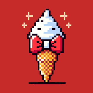 8-Bit Retro Ice Cream Bow Tie - Pixel Dessert T-Shirt