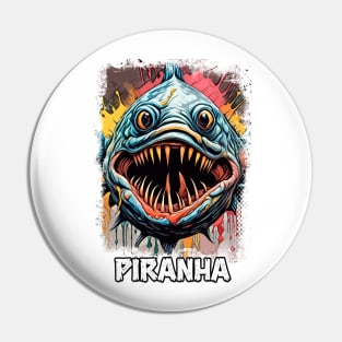 Piranha Amazon River Monster fish Modern Fantasy Art Illustration Pin