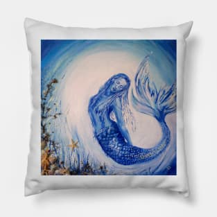 Mermaid at Blue moon Pillow