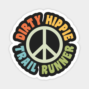 Dirty Hippie Trail Runner Peace Sign Trail Running Magnet