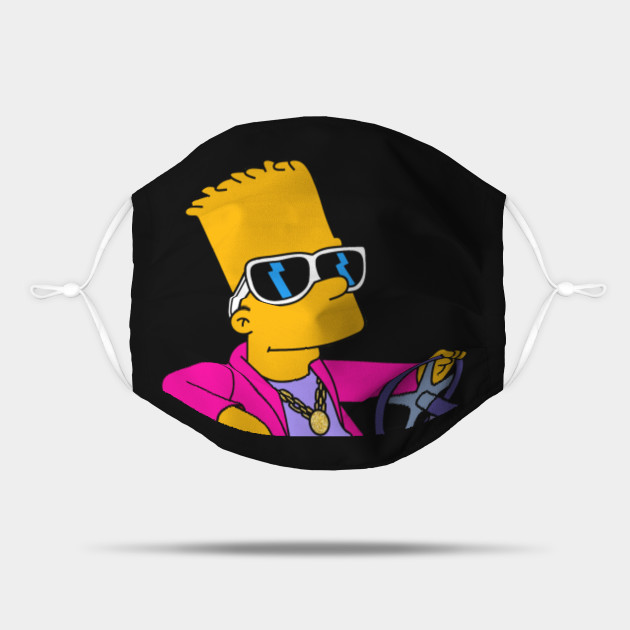 Bart Simpson High On Smoking Cannabis Joint Face Mask Saiyan Stuff