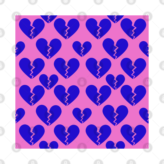 Broken Hearts of Sapphire Blue - Pink Background by aybe7elf