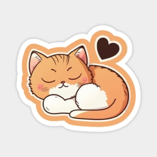 Sleepy Cat Valentine's Day Magnet