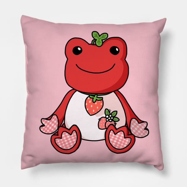 Strawberry Frog Pillow by Krum Gallery