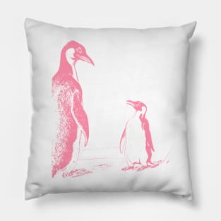 pink penguin vintage artwork Pillow