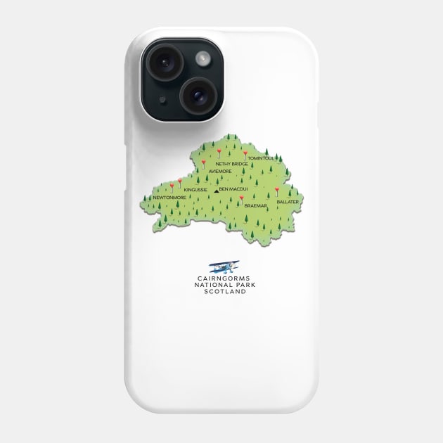 Cairngorms National Park Map Phone Case by nickemporium1