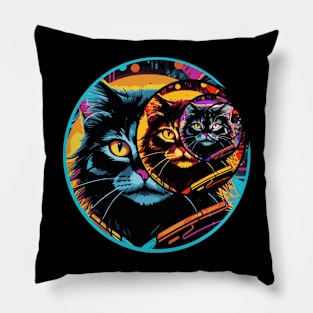 ABSTRACT CAT DESIGN MULTIPLE CRESCENT MOONS AND FULL MOON. Pillow