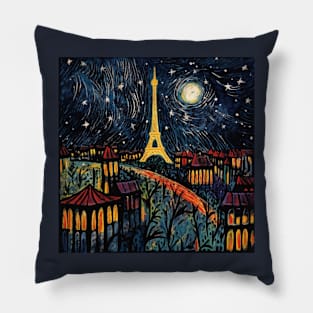 Iconic Paris By Night, Art Brut Style Pillow