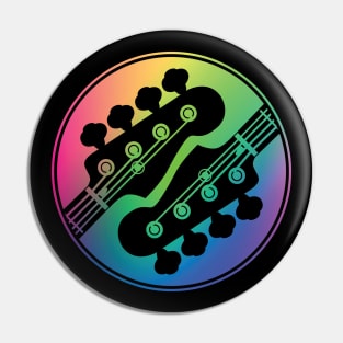 Bass Guitar Headstock Circle Colorful Gradient Theme Pin