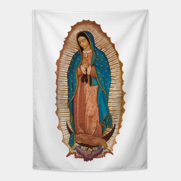 La Virgen de Guadalupe Religious Art Print Tapestry by TEXICAN