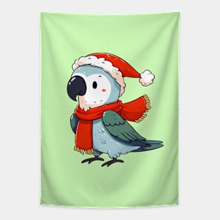 Blue Christmas Parrot Tapestry