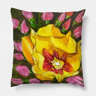 Yellow cactus flower from the state of Arizona Pillow