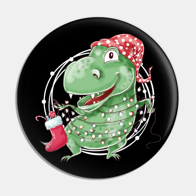 Tree Rex Funny T Rex Dinosaur Christmas Gift Pin by BadDesignCo