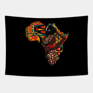 Africa Map, Beautiful Proud African Woman with Pattern Tapestry