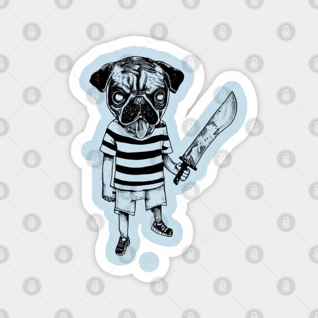 Pugsley the Pug Bowie Knife Magnet by TheWanderingFools