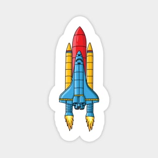 Rocket ship cartoon illustration Magnet