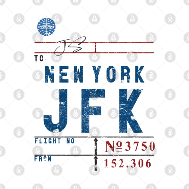 New York JFK Airport Vintage Pan Am Airline Travel Tag by DesignedForFlight