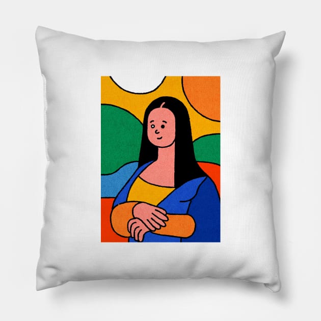 Mona Lisa Pop Art Illustration Pillow by oddoddthings