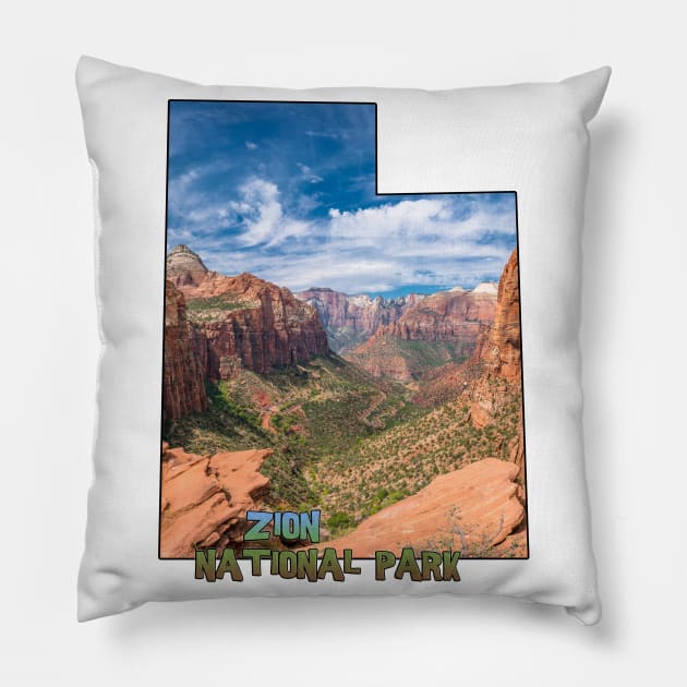 Utah State Outline (Zion National Park) Pillow by gorff