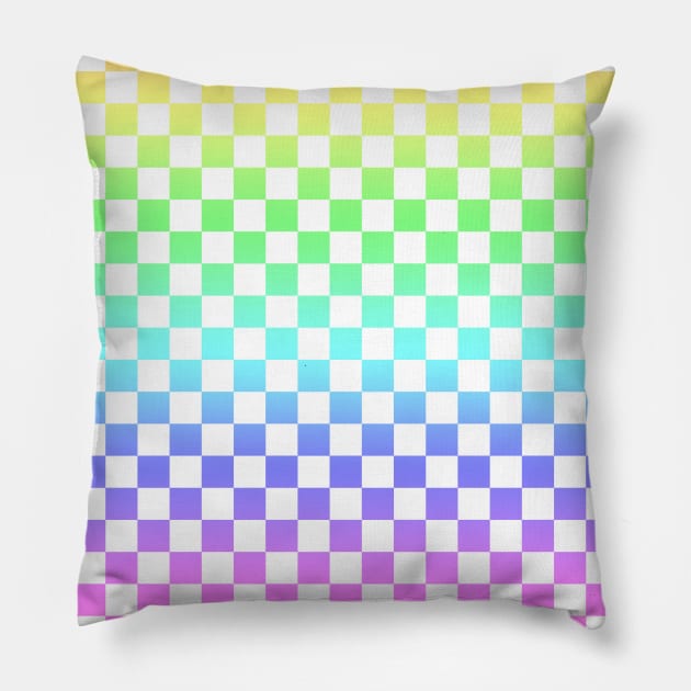 White checkered Rainbow Ombre Pillow by saradaboru