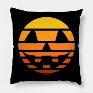 Jack-O-Lantern Retro Sunset Pillow