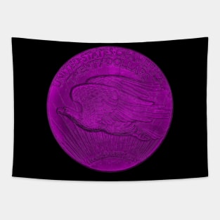 USA Twenty Dollars Coin in Pink Tapestry