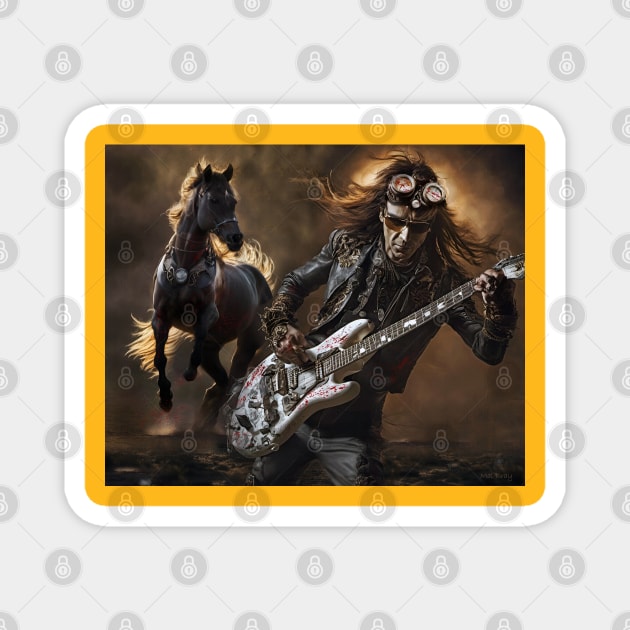 Steve Vai Bad Horsie Steampunk Magnet by IconsPopArt