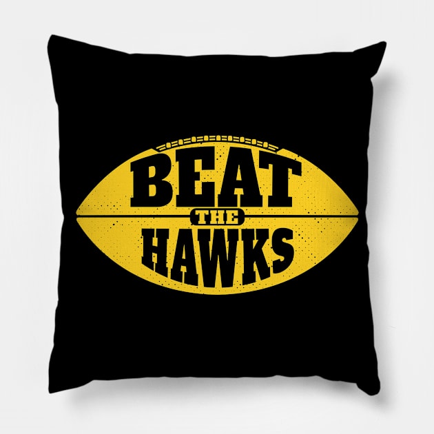 Beat the Hawks // Vintage Football Grunge Gameday Pillow by SLAG_Creative