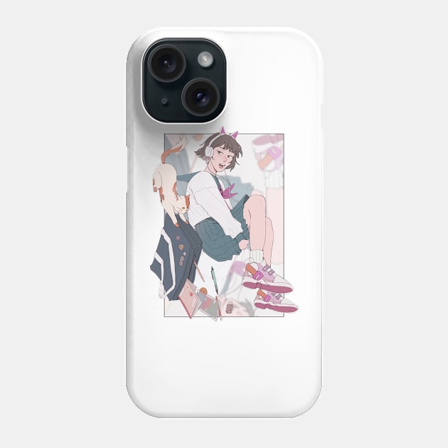 Cat on the bag Phone Case by stompy