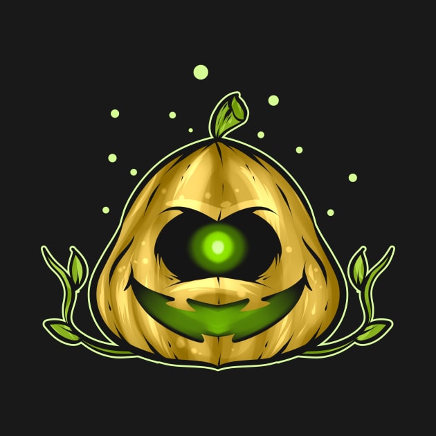 Green One Eyed Alien Pumpkin Green Halloween by SinBle