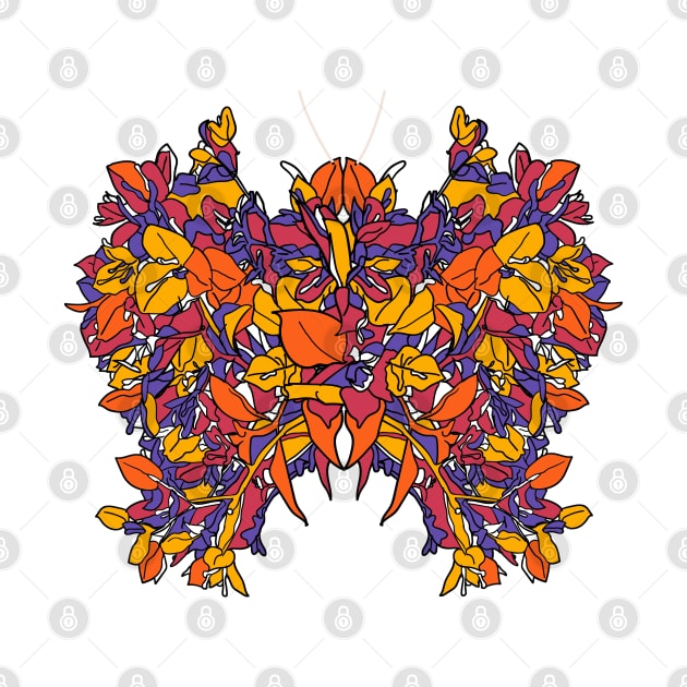 Exotic colorful floral digital butterfly 2020 by Earthy Planty