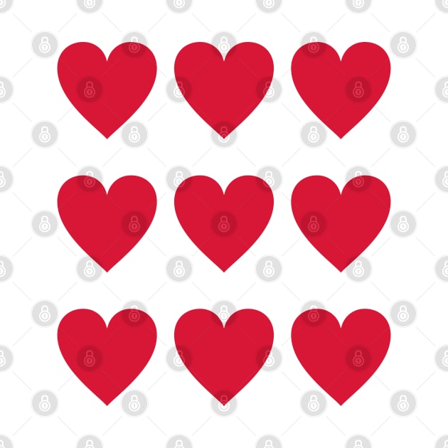 9 red hearts for Valentines day by MickeyEdwards