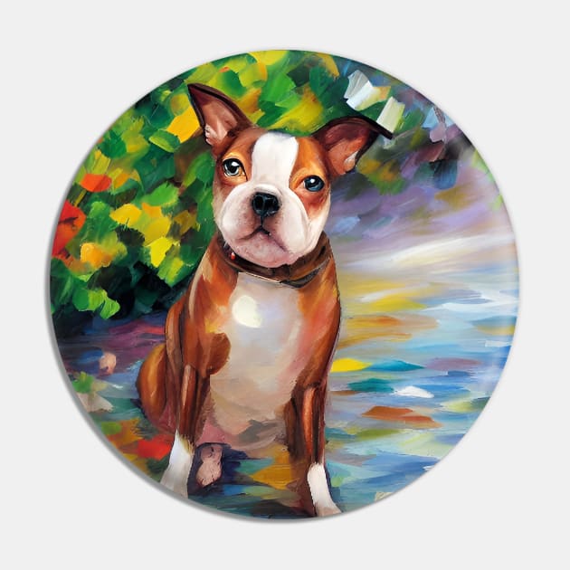 Brown Boston Terrier Pin by ArtistsQuest