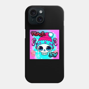 Peace Joy Kawaii Skull - Christmas Graphic Graffiti Art - Holiday Gift Phone Case