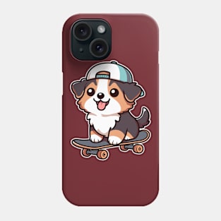 Australian Shepherd Puppy Skater Kawaii Skateboarding Dog Phone Case