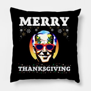 Funny Joe Biden Merry Thanksgiving Ugly Christmas Pillow