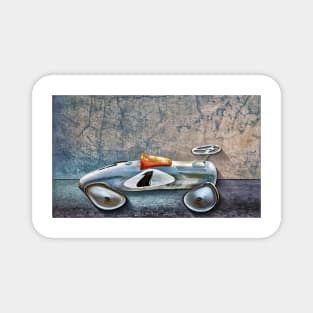 Vintage Silver Toy Race Car Magnet