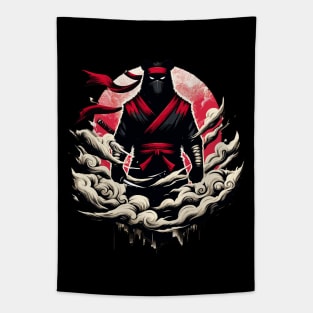 Cool Ninja Bear Japanese Retro Vintage Style Tapestry