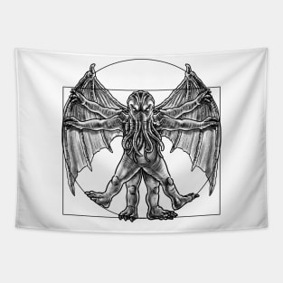 The Cthulhu Vitruvian Man Design: A Lovecraftian Twist on a Renaissance Classic Tapestry