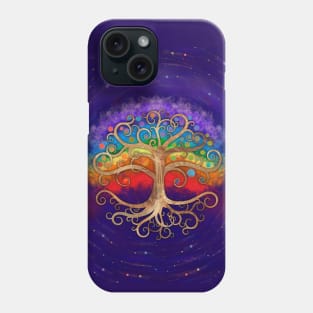 Tree of life Golden Swirl and Rainbow Phone Case