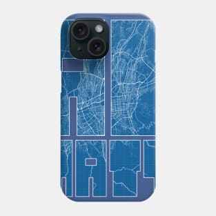 Almaty, Kazakhstan Map Typography - Blueprint Phone Case