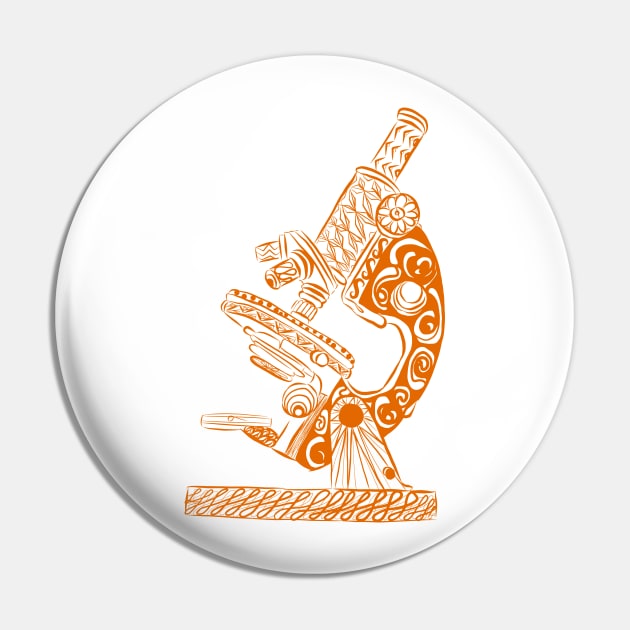 Scientific Microscope Line Drawing (Marigold Orange) Pin by littlecurlew