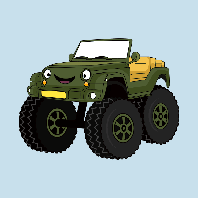 Green monster truck cartoon illustration by Cartoons of fun