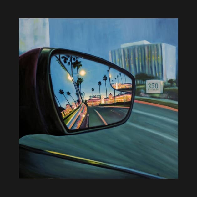 Sunset Palm Trees Rear View Mirror by fionatgray