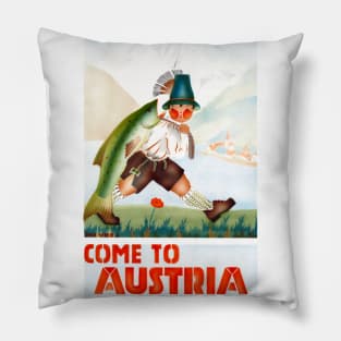 Vintage Travel Poster Austria For Fishing Pillow